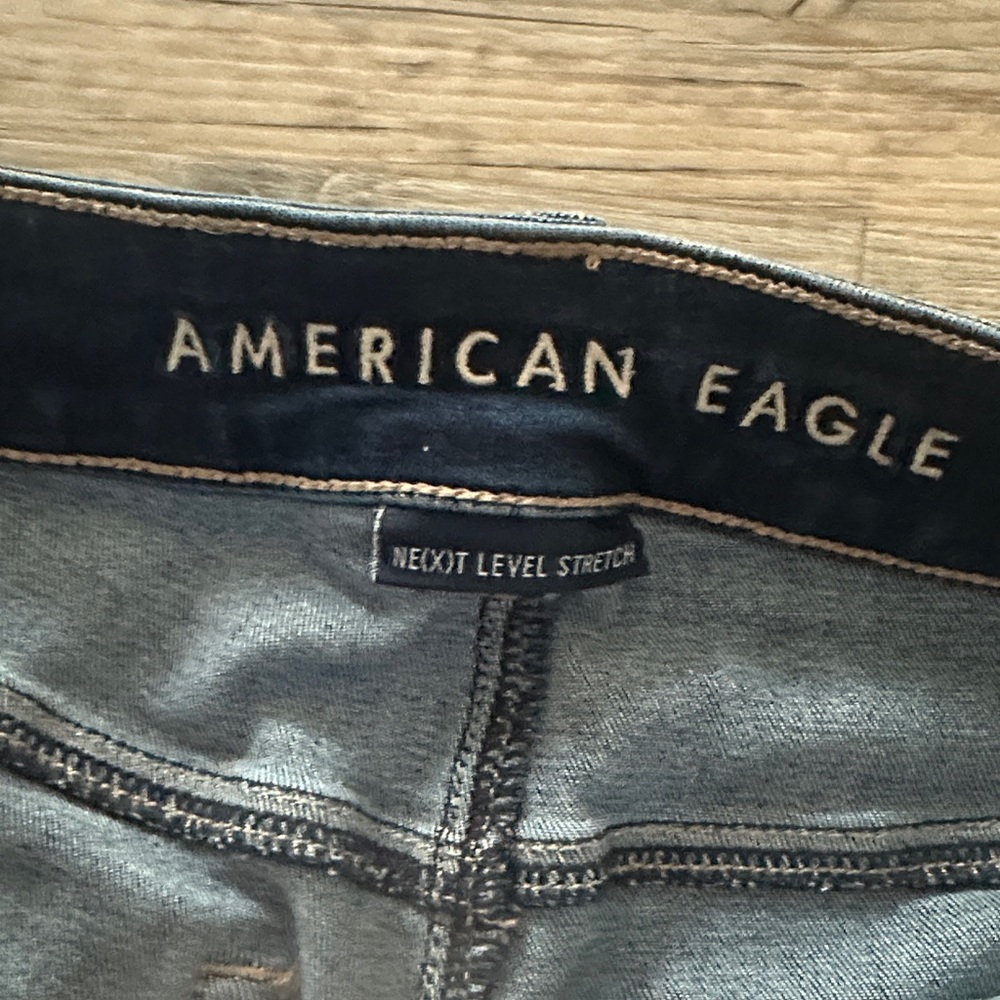 American Eagle Outfitters Women's Ripped Jean Shorts - Dark Blue - Picture 3 of 5